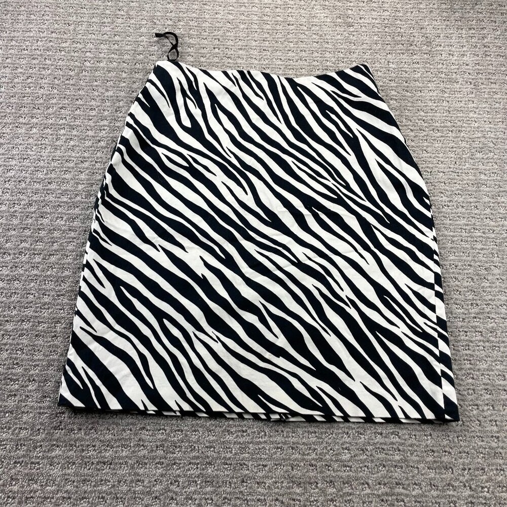 Jones New York Signature Mini Skirt Stretch Women Size 8 Black White Zebra